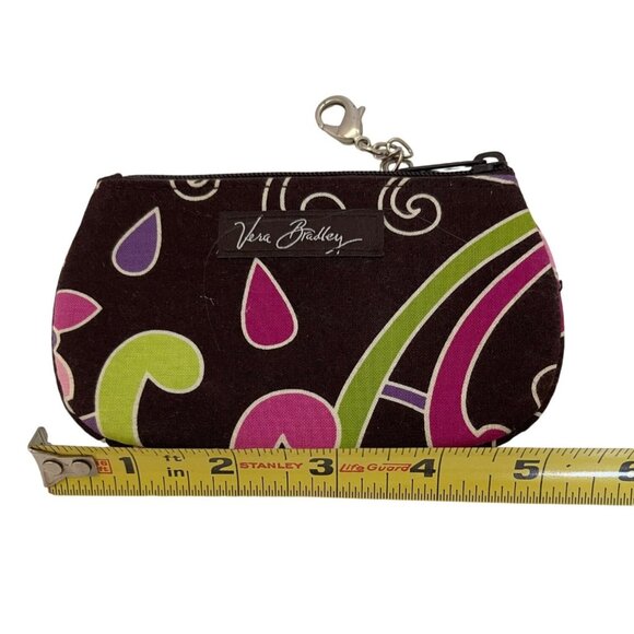 Vera Bradley Zipper ID Case Wallet Document Holder Floral Brown Pink Coin Purse - Picture 5 of 6